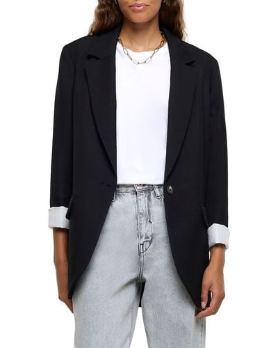 River Island Relaxed Fit Blazer - Black
