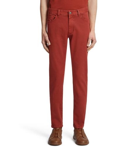 ZEGNA Garment Dyed City Fit Jeans - Red