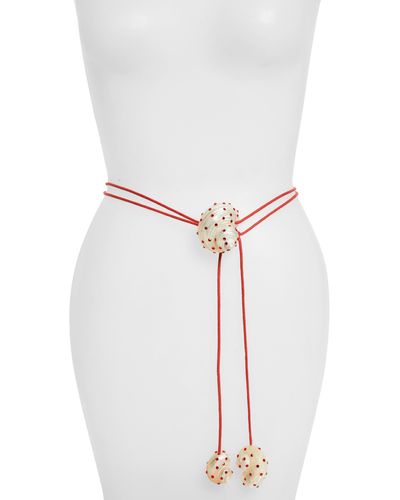 Isshi Lovers Crystal Embellished Shell Tie Belt - White