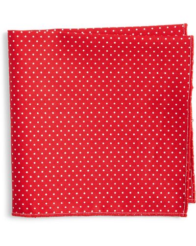 CLIFTON WILSON Dot Cotton Pocket Square - Red
