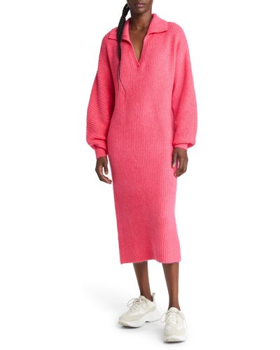 Vero Moda Filene Ribbed Long Sleeve Sweater Dress - Pink