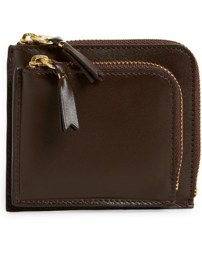 Comme des Garçons Outside Pocket Two-compartment Half Zip Leather Wallet - Brown