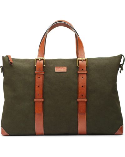 Bosca Arno Slim Recycled Nylon & Leather Tote - Brown