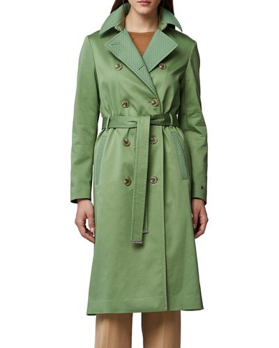 SOIA & KYO Water Repellent Cotton Blend Trench Coat - Green
