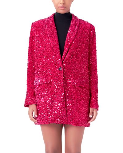Endless Rose Sequins Velvet Blazer - Pink
