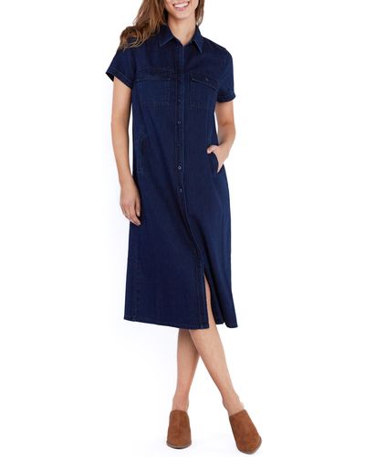 Wash Lab Denim Mendocino Cotton & Linen Denim Shirtdress - Blue