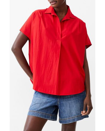 French Connection Popover Poplin Shirt - Red