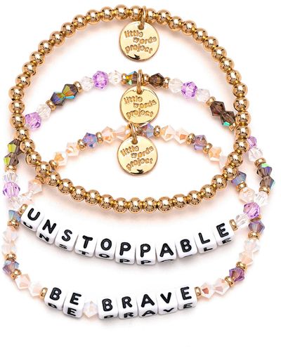 Little Words Project Unstoppable & Be Brave Set Of 3 Beaded Bracelets - Multicolor