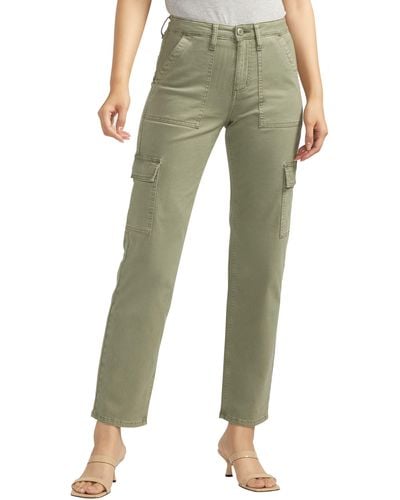 Silver Jeans Co. Suki Curvy Straight Leg Cargo Pants - Green