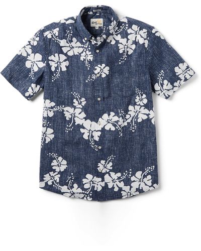 Reyn Spooner 50th State Flower Tailored Fit Short Sleeve Button-down Shirt - Blue