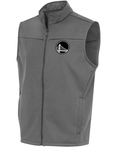 Antigua Golden State Warriors Metallic Logo Links Full-zip Golf Vest At Nordstrom - Gray