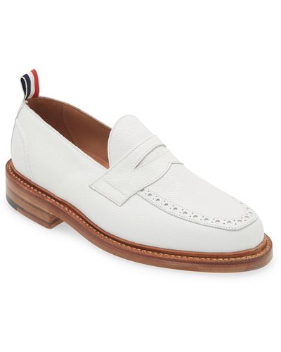 Thom Browne Brogued Leather Loafer - White
