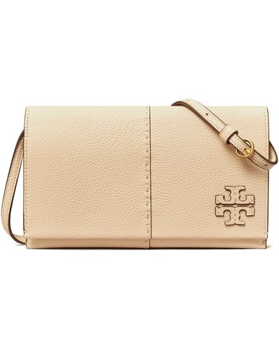 Tory Burch Mcgraw Leather Wallet Crossbody - Natural
