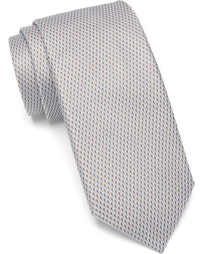 Nordstrom Caldwell Mini Geometric Pattern Silk Tie - Gray