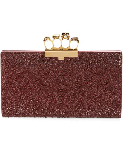 Alexander McQueen Knuckle Crystal Flat Pouch - Red