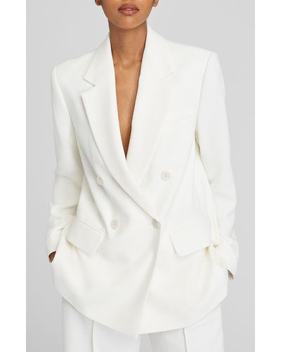 Club Monaco Relaxed Double Breasted Crepe Blazer - White
