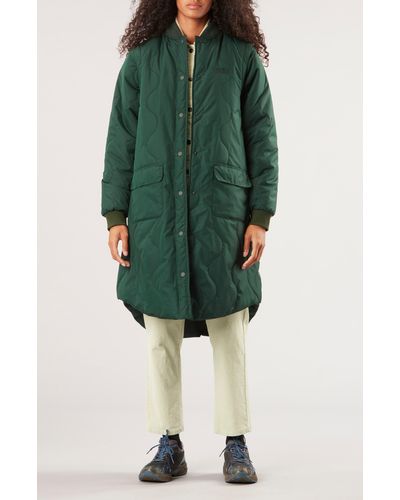 Picture Endya Water Repellent Quilted Longline Jacket - Green