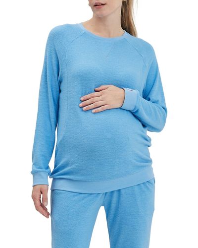 Nom Maternity Heart On My Sleeve Maternity/nursing Sweatshirt - Blue