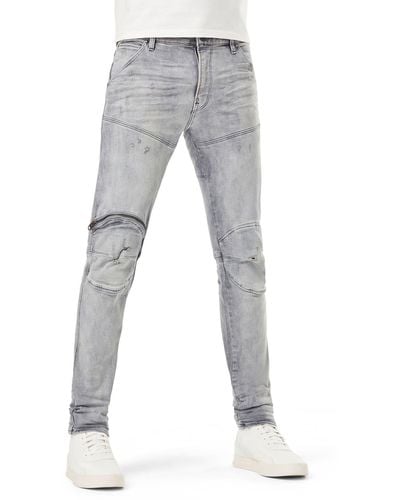 G-Star RAW 5620 3d Zip Knee Distressed Skinny Jeans - Gray
