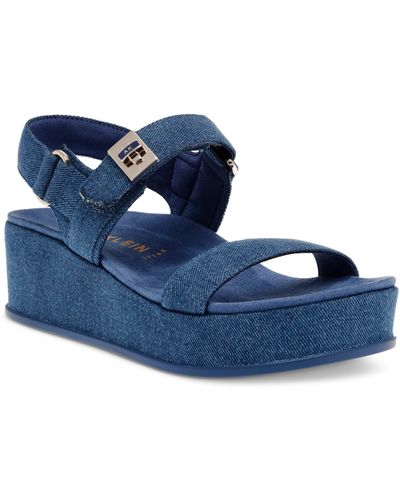 Anne Klein Violette Slingback Platform Wedge Sandal - Blue