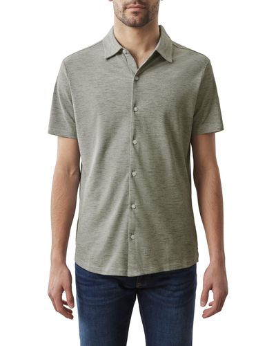 Robert Barakett Whitner Knit Short Sleeve Button-up Shirt - Gray