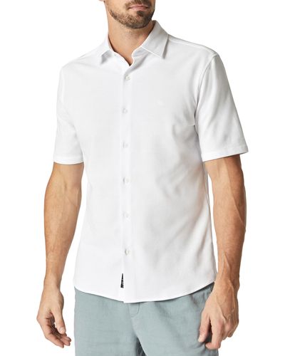 Mavi Short Sleeve Cotton Blend Button-up Shirt - White