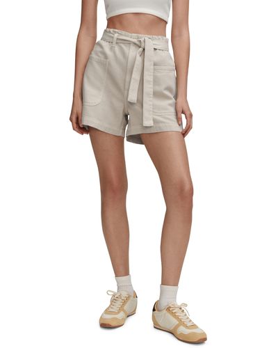 Mango Belted Paperbag Waist Denim Shorts - Natural