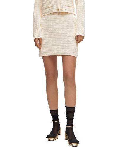 Mango Knit Miniskirt - White