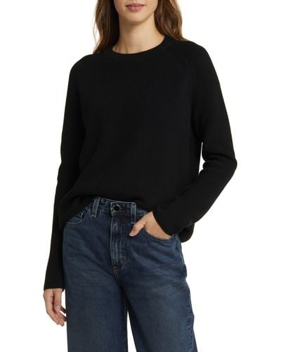 Nordstrom Rib Organic Cotton & Merino Wool Sweater - Black
