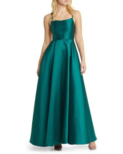 Lulus Fête Fantasy Satin A-line Gown - Green