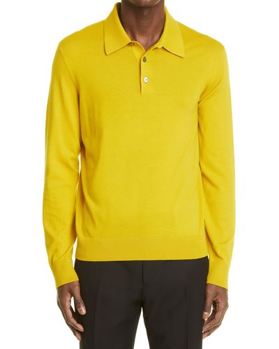 Zegna Long Sleeve Cotton & Cashmere Polo - Yellow