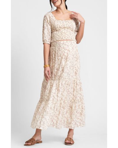 Seraphine Two-piece Maternity Crop Top & Maxi Skirt At Nordstrom - Natural
