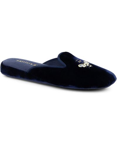 Patricia Green 'queen Bee' Embroidered Slipper - Blue