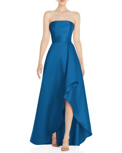 Alfred Sung Strapless Satin Gown - Blue