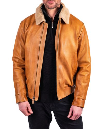 Comstock & Co. Captain Lambskin Leather Jacket - Orange