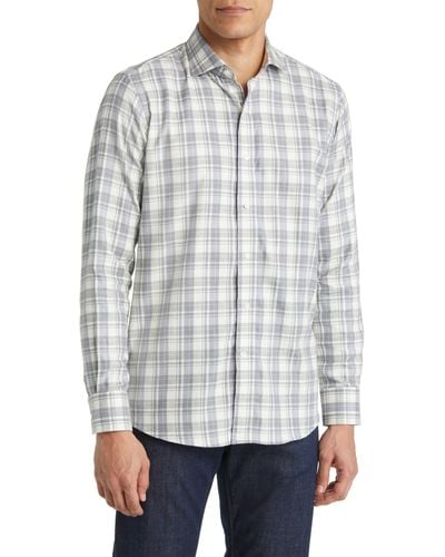 Peter Millar Crown Crafted Calcolo Plaid Flannel Button-up Shirt - Gray