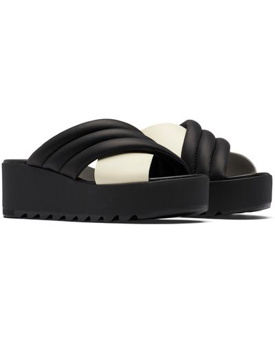 Sorel Cameron Puff Flatform Slide Sandal - Black