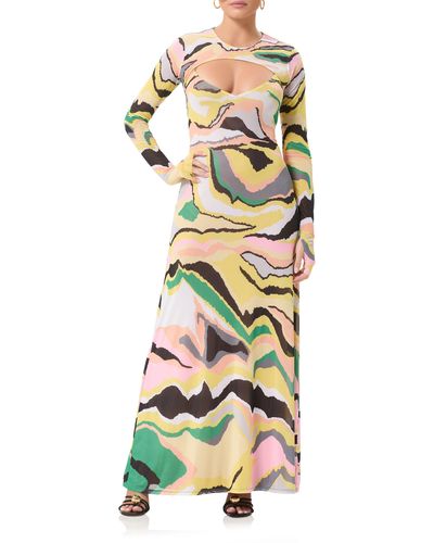 AFRM Cyr Cutout Long Sleeve Maxi Dress With Shrug - Multicolor