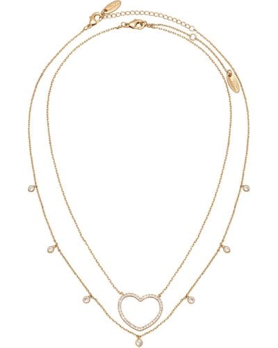 Ettika Dainty Heart Set Of 2 Pendant Necklaces - Metallic
