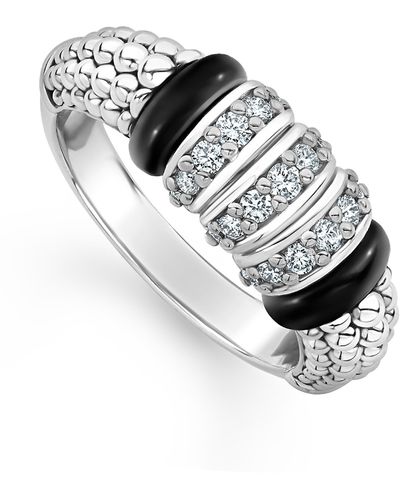 Lagos Black Caviar Diamond Ring - Metallic