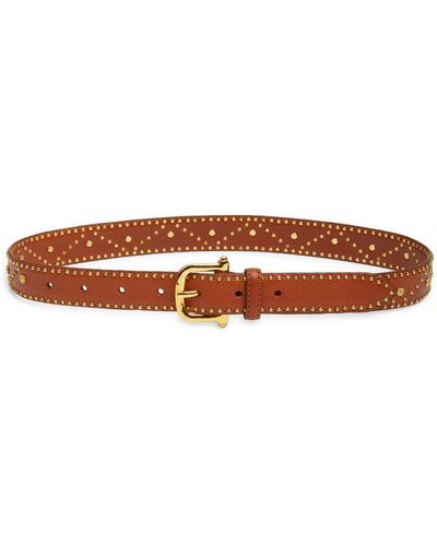 FRAME Embellished Leather Belt - Brown