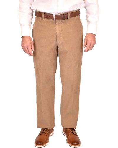 Berle Flat Front Corduroy Dress Pants - Natural
