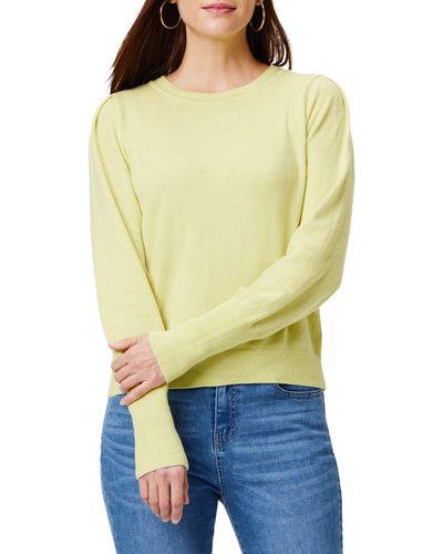 NIC+ZOE Nic+zoe Femme Extended Cuff Long Sleeve Cotton Blend Sweater - Yellow