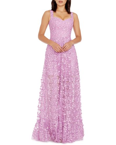Dress the Population Anabel Semisheer Sweetheart Neck Gown - Purple