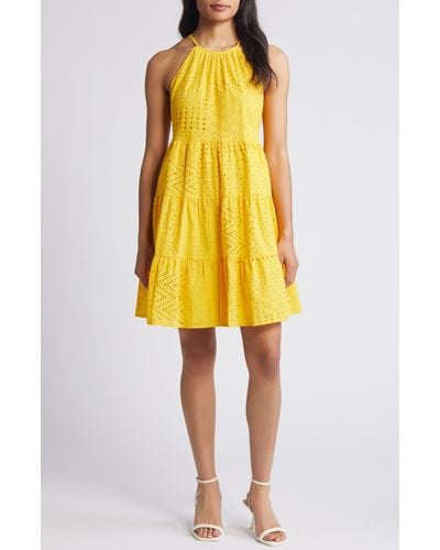 Eliza J Float Tiered Dress - Yellow