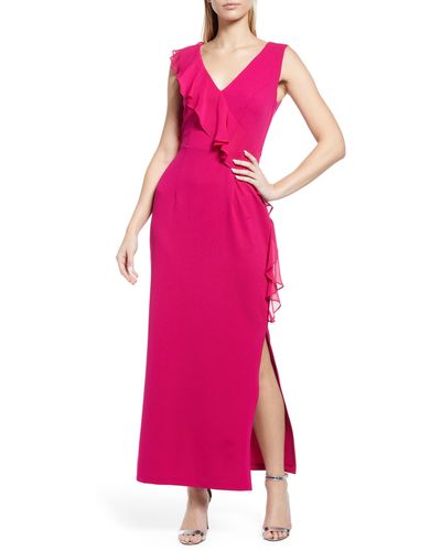 Connected Apparel Cascade Ruffle Dress - Pink