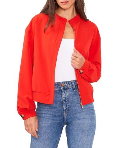 Vince Camuto Water Resistant Oversize Bomber Jacket - Red
