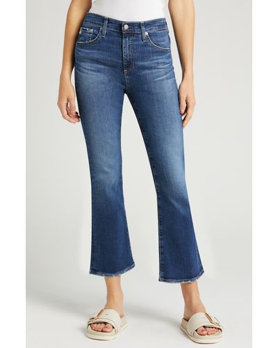 AG Jeans Farrah High Waist Crop Bootcut Jeans - Blue