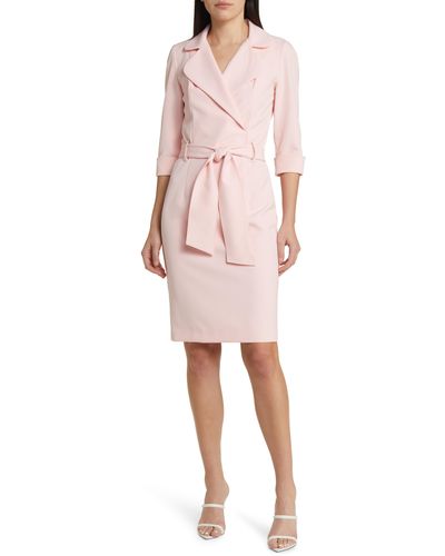 Black Halo Lucinda Faux Wrap Coat Dress - Pink