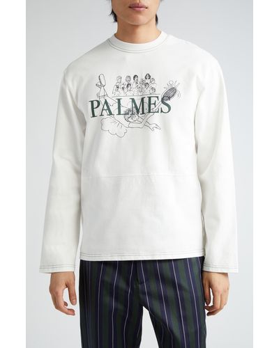 Palmes Stumble Long Sleeve Graphic T-shirt - White